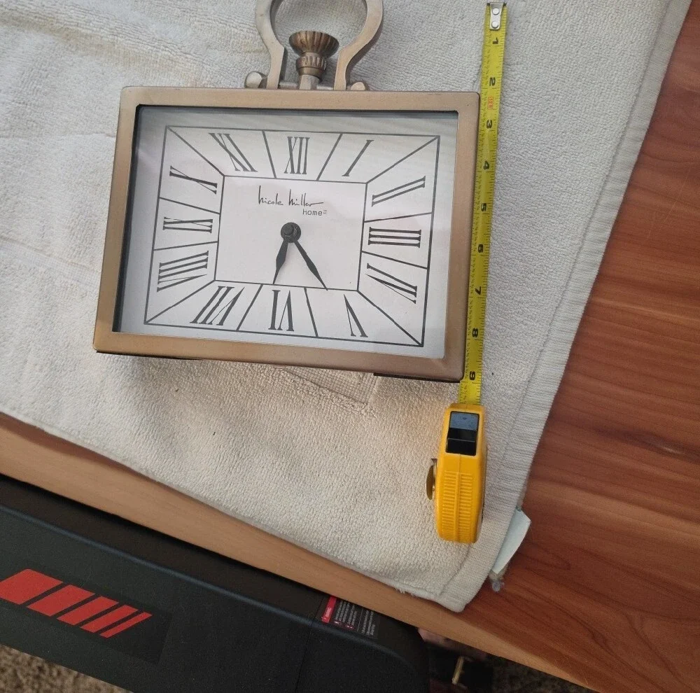 Nicole Miller Gold-Tone Rectangular Roman Numeral Clock